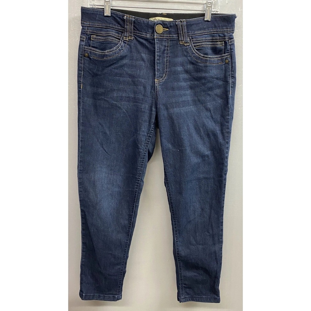 Democracy Ab Technology Tapered Leg Jeans Womens 10 Blue Denim Cotton Dark Wash
